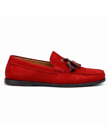 Red suede moccasin