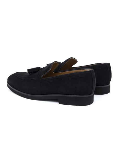 Black suede moccasin