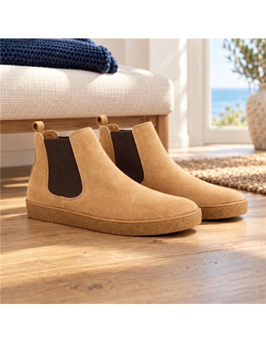Botines Chelsea de ante afelpado color cuero