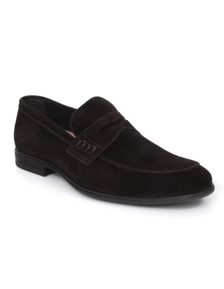 Mocasín de ante de piso antideslizante color marrón
