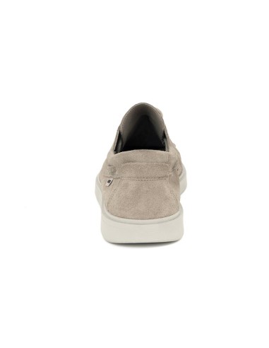 Beige suede boat shoe