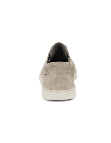 Beige suede boat shoe