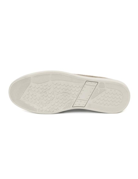 Beige suede boat shoe