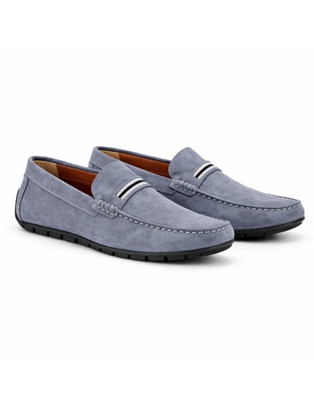 Mocasín de ante con cinta color azul