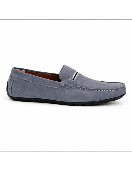 Mocasín de ante con cinta color azul