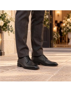 Black leather derby