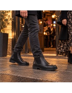 Black leather chelsea boots