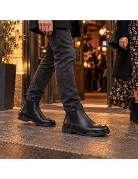 Black leather chelsea boots