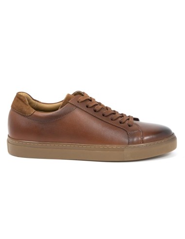 Sneakers de piel liso color cuero