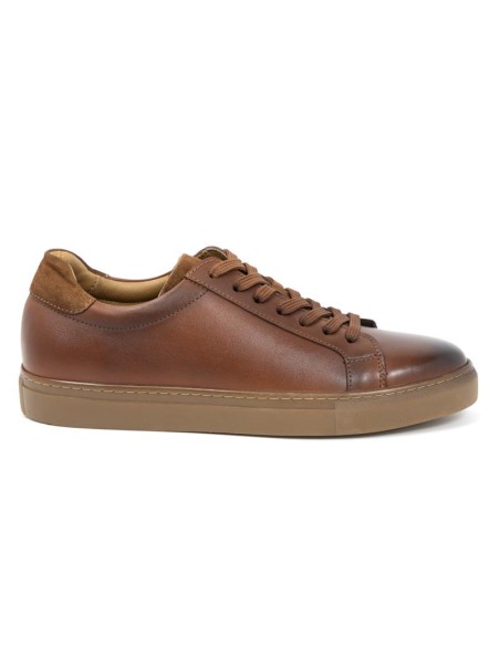 Sneakers de piel liso color cuero