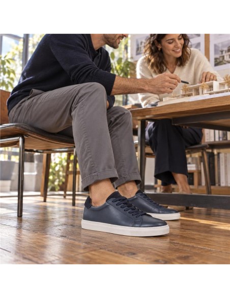 Sneakers de piel liso color azul