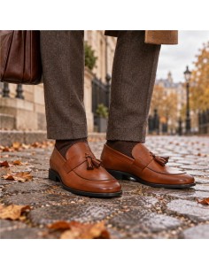 Brown leather moccasin