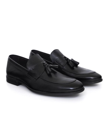 Black leather moccasin
