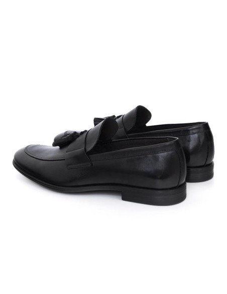 Black leather moccasin
