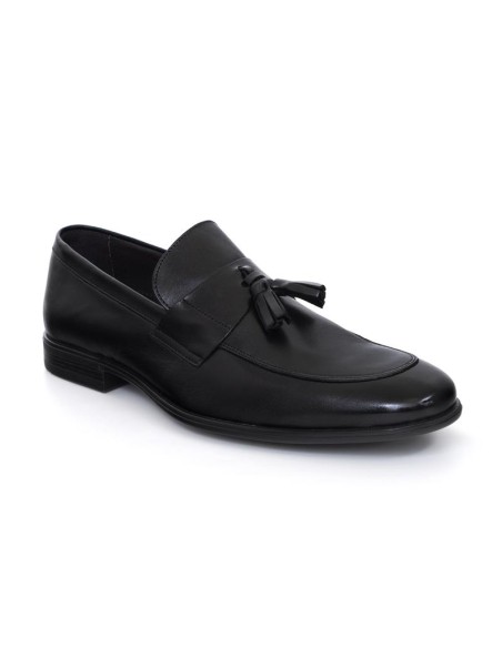 Black leather moccasin
