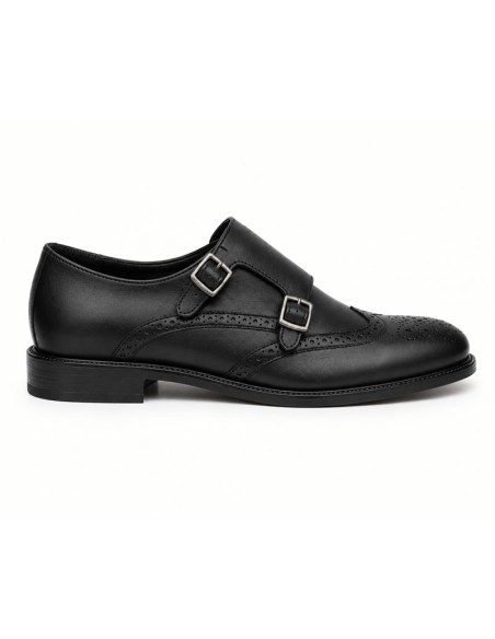 Black leather monkstrap