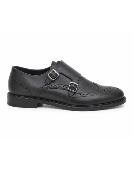 Black leather monkstrap