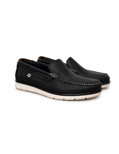 Blue leather boat shoe