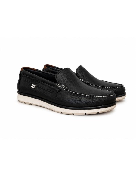 Blue leather boat shoe