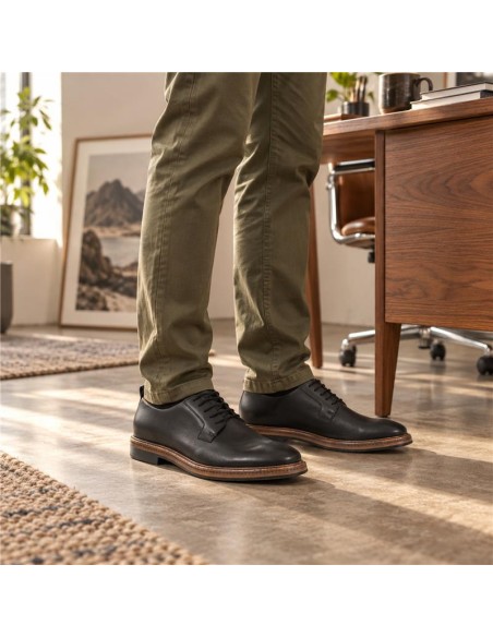 Black leather derby