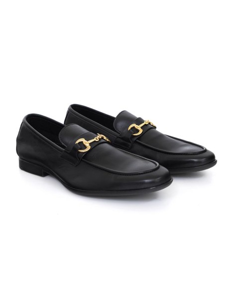 Black leather moccasin