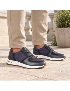 Blue leather sport shoe
