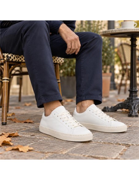 Sneakers de piel liso color blanco