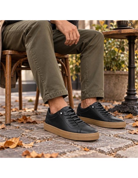 Black leather sneakers
