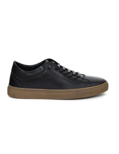 Black leather sneakers