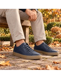 baskets de peau bleu VALIOR-NAVY