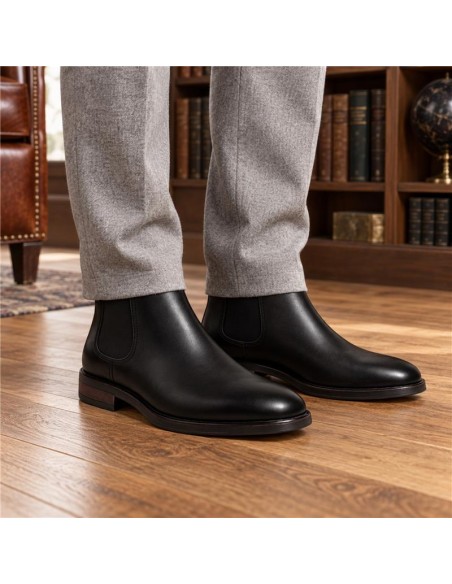 bottines chelsea de peau le noir VALNER-BLACK