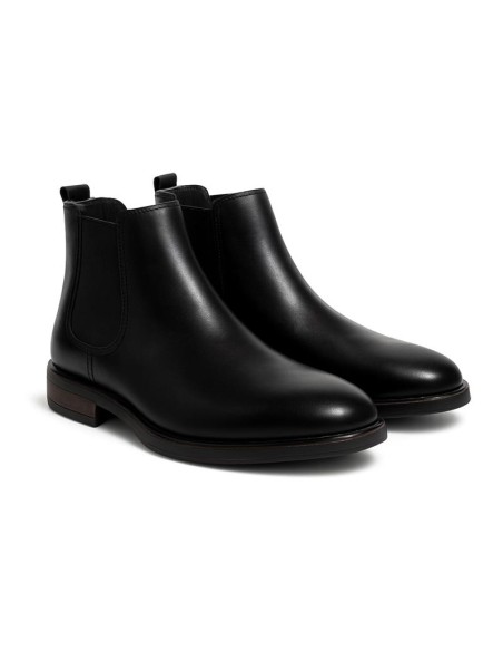 Botines Chelsea de piel acabado a mano color negro