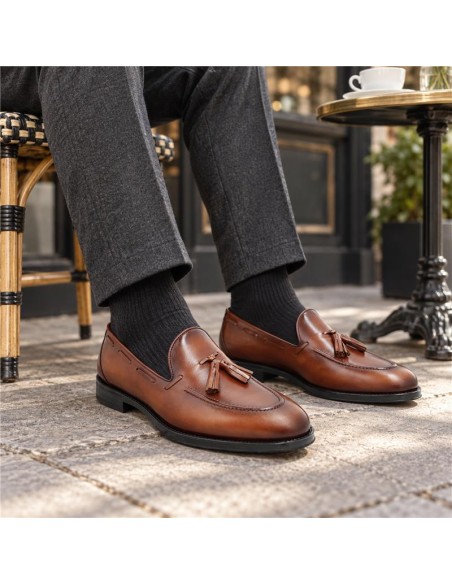 Mocasín de piel con plantilla extraible color marrón