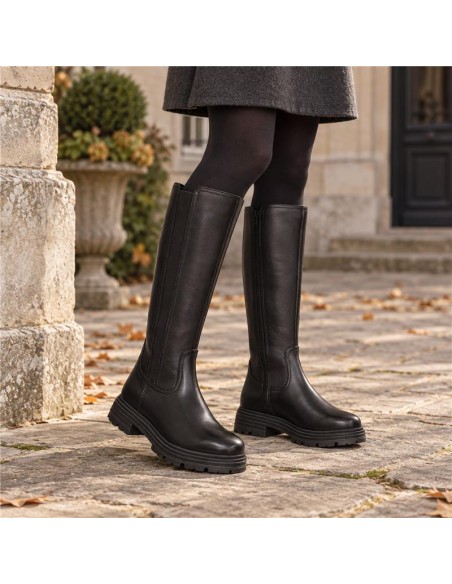 Black leather Women's high boots