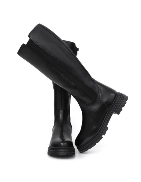 Black leather Women's high boots