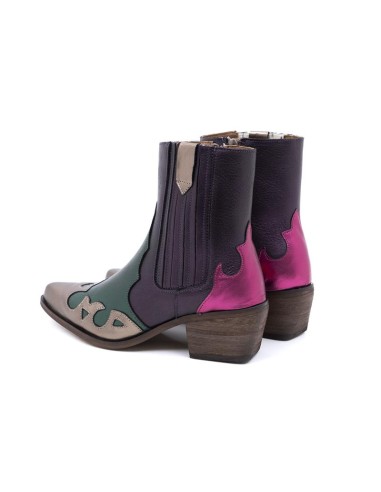 Botas de mujer liso combinado de pieles color multicolor