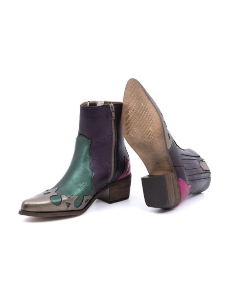 Botas de mujer liso combinado de pieles color multicolor
