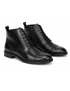 Botines de mujer de piel con hebilla color negro 2