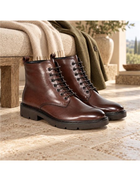 Brown leather women's boots