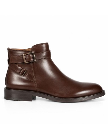 Botines de mujer de piel con hebilla color marrón