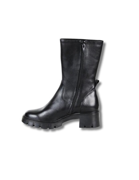 Botines de mujer de piel acabado a mano color negro