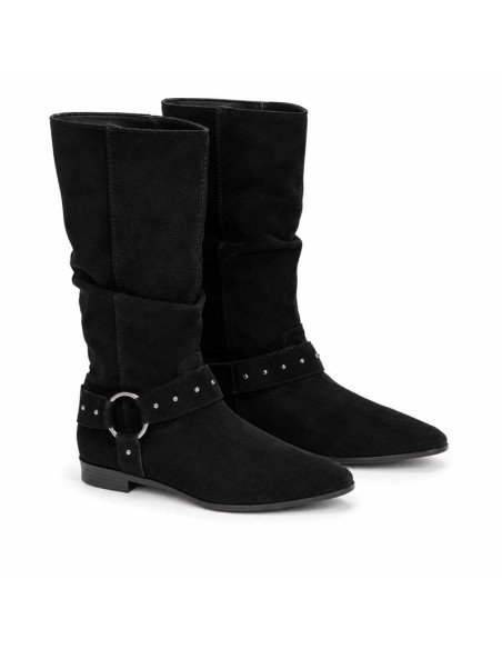 Botas de mujer de piel con hebilla color negro