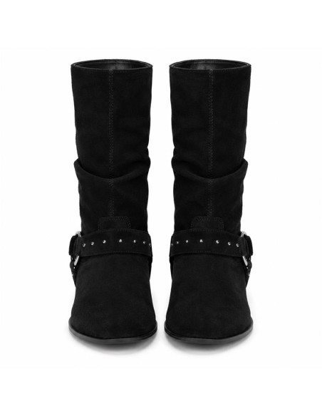 Botas de mujer de piel con hebilla color negro