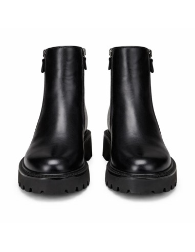 Botines de mujer de piel acabado a mano color negro