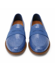 Blue leather women's moccasins 2