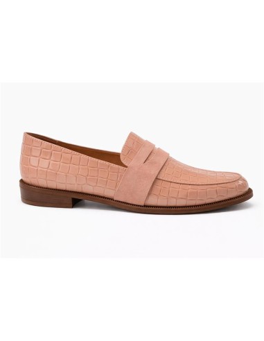 femmes mocassins de peau rose W-CANORI-PINK