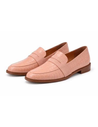 Pink leather women's moccasins