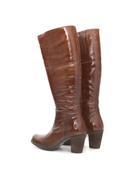 bottes femme cuir verni marron W-CHAMI-BROWN
