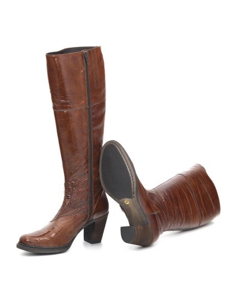 bottes femme cuir verni marron W-CHAMI-BROWN