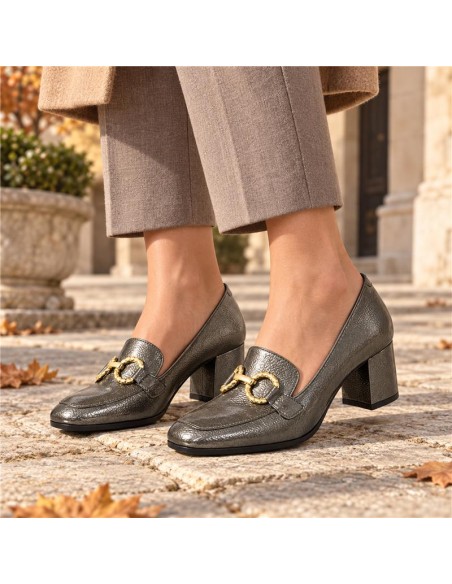 Zapato de Vestir de piel liso color gris